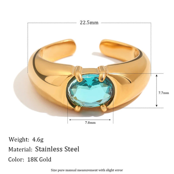 Wholesale Women's Geometric Stainless Steel 18K Goldplated Open Ring Jewelry Accessories