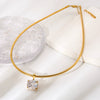 Wholesale Women's Geometric Stainless Steel 18K Goldplated Pendant Necklace With Snake Bone Chain
