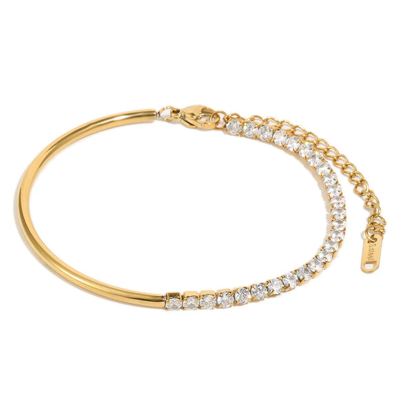 Wholesale Women's Geometric Stainless Steel 18K Goldplated Splicing Bracelet