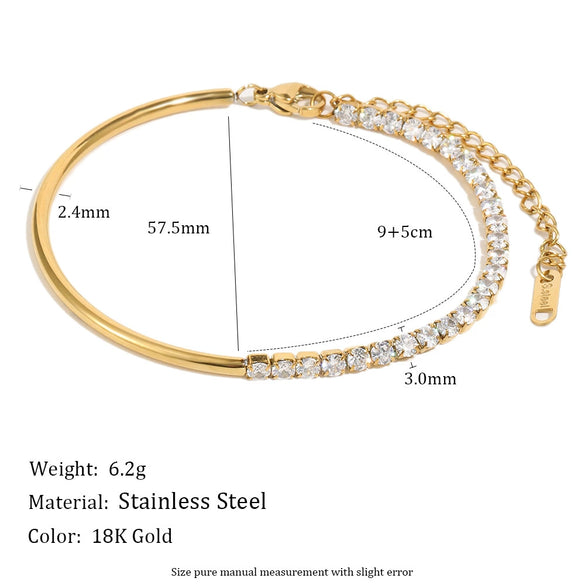 Wholesale Women's Geometric Stainless Steel 18K Goldplated Splicing Bracelet