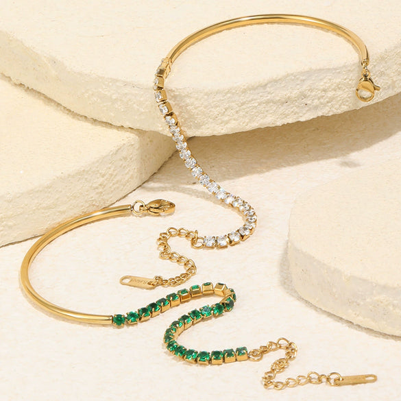 Wholesale Women's Geometric Stainless Steel 18K Goldplated Splicing Bracelet