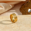 Wholesale Women's Geometric Stainless Steel 18K Goldplated Three Arc Face Three Diamond Ring Jewelry