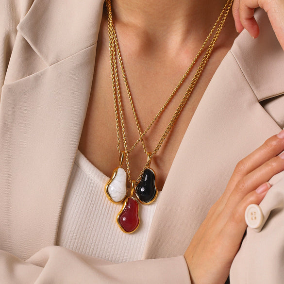 Wholesale Women's Geometric Stainless Steel 18K Goldplated Twist Chain Pendant Necklace