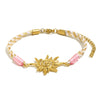 Wholesale Women's Geometric Stainless Steel 18K Goldplated Woven Rope Sun Pendant Bracelet Jewelry