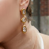Wholesale Women's Geometric Stainless Steel 18K Goldplated Zircon Spliced Tassel Earrings