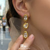 Wholesale Women's Geometric Stainless Steel 18K Goldplated Zircon Spliced Tassel Earrings