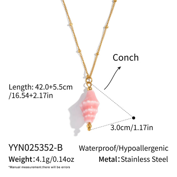 Wholesale Women's Geometric Stainless Steel 18K Real Gold Plated Bead Chain Pendant Necklace With Pvd Furnace Vacuum Real Gold Plating