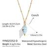 Wholesale Women's Geometric Stainless Steel 18K Real Gold Plated Bead Chain Pendant Necklace With Pvd Furnace Vacuum Real Gold Plating