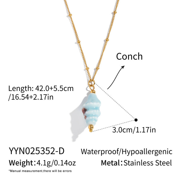 Wholesale Women's Geometric Stainless Steel 18K Real Gold Plated Bead Chain Pendant Necklace With Pvd Furnace Vacuum Real Gold Plating