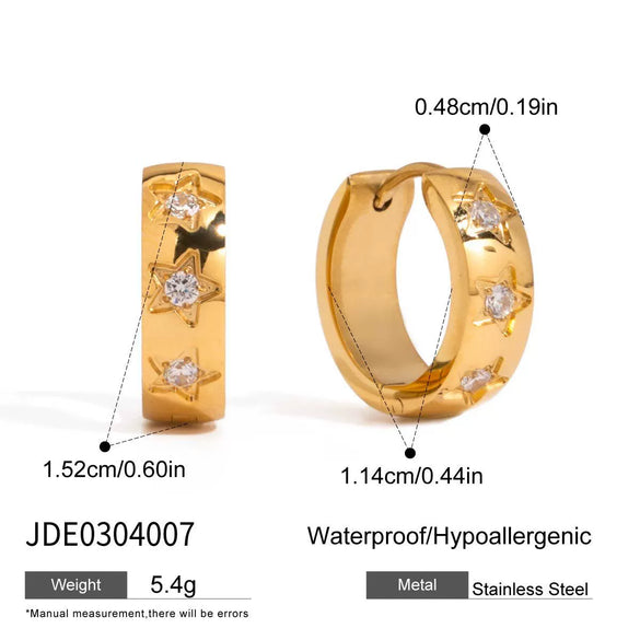 Wholesale Women's Geometric Stainless Steel Love Earrings With White Zircon And Electroplating Design