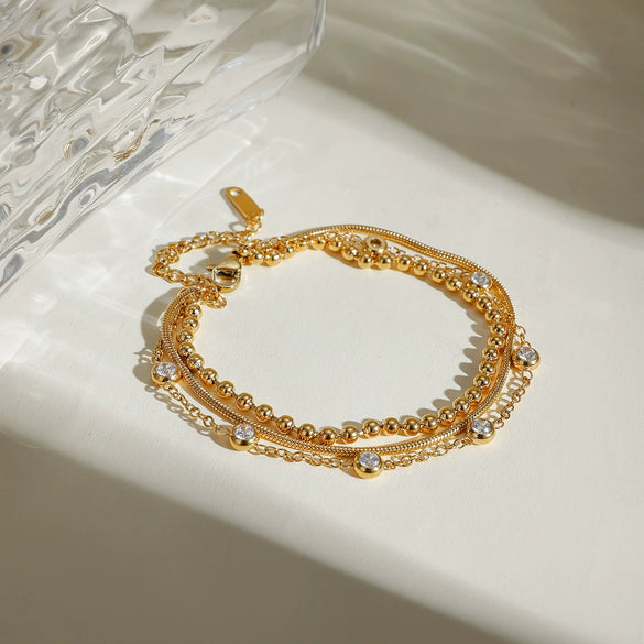 Wholesale Women's Geometric Stainless Steel Multilayer Zircon Bracelet Jewelry With Electroplating