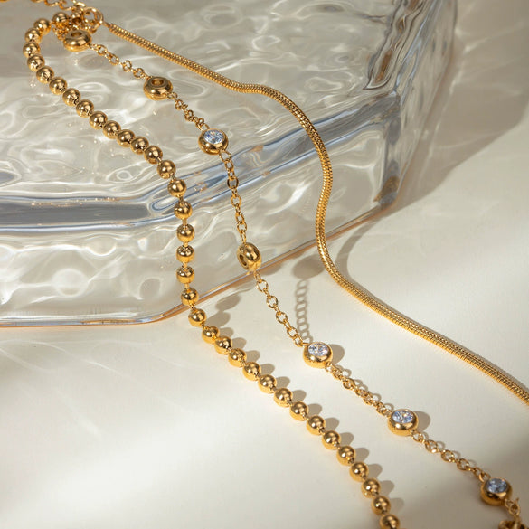 Wholesale Women's Geometric Stainless Steel Multilayer Zircon Bracelet Jewelry With Electroplating