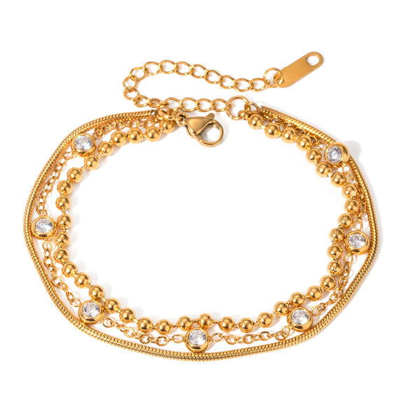Wholesale Women's Geometric Stainless Steel Multilayer Zircon Bracelet Jewelry With Electroplating