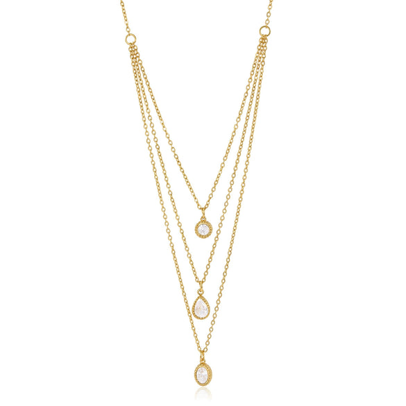 Wholesale Women's Geometric Stainless Steel Multilayered Stacking Necklace With Pvd Furnace Vacuum Real Gold Plating