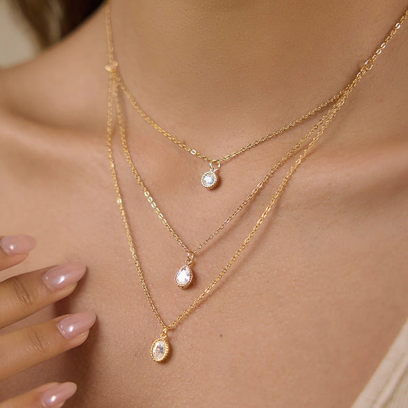 Wholesale Women's Geometric Stainless Steel Multilayered Stacking Necklace With Pvd Furnace Vacuum Real Gold Plating