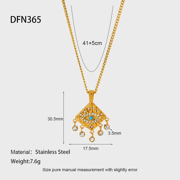 Wholesale Women's Geometric Stainless Steel Necklace Set With Vintage Compass Sun Pendant 18K Gold Plated