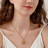 Wholesale Women's Geometric Stainless Steel Necklace Set With Vintage Compass Sun Pendant 18K Gold Plated