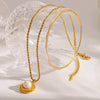 Wholesale Women's Geometric Stainless Steel Necklace With Faux Pearl Round Pendant Vacuum Real Gold Plated In Pvd Furnace Twist Chain