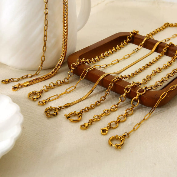 Wholesale Women's Geometric Stainless Steel Necklace With 18K Gold Electroplated Chain Ins Style Jewelry