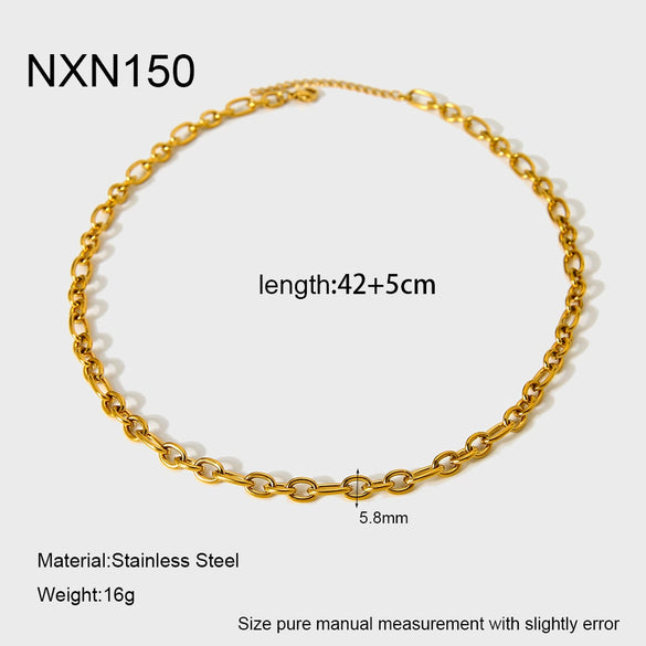 Wholesale Women's Geometric Stainless Steel Necklace With 18K Gold Electroplated Chain Ins Style Jewelry
