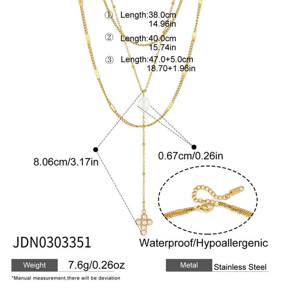 Wholesale Women's Geometric Stainless Steel Necklace With Pvd Furnace Vacuum Real Gold Plating