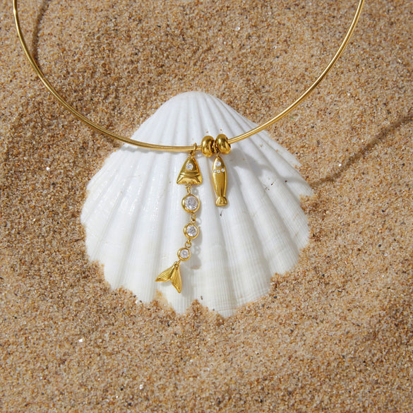 Wholesale Women's Geometric Stainless Steel Necklace With Pvd Furnace Vacuum Real Gold Plating