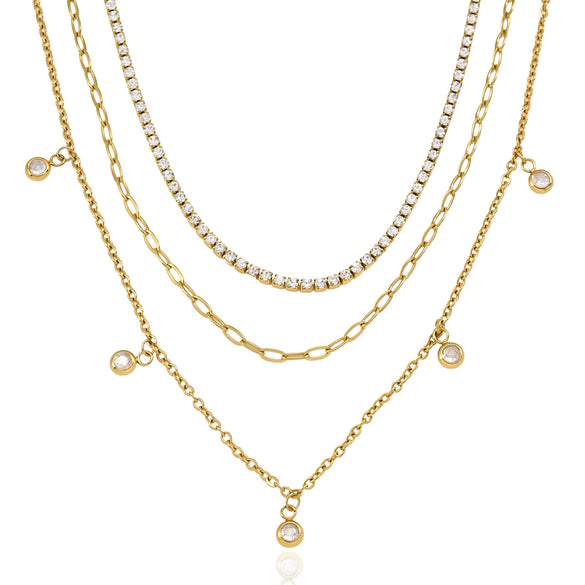 Wholesale Women's Geometric Stainless Steel Necklace With Pvd Furnace Vacuum Real Gold Plating