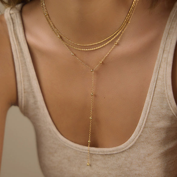 Wholesale Women's Geometric Stainless Steel Necklace With Pvd Furnace Vacuum Real Gold Plating