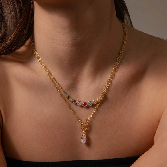 Wholesale Women's Geometric Stainless Steel Necklace With Pvd Furnace Vacuum Real Gold Plating