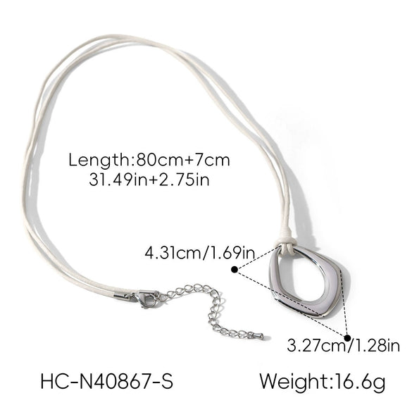 Wholesale Women's Geometric Stainless Steel Necklace With Real Gold Plating In The Furnace And Black Rope Chain