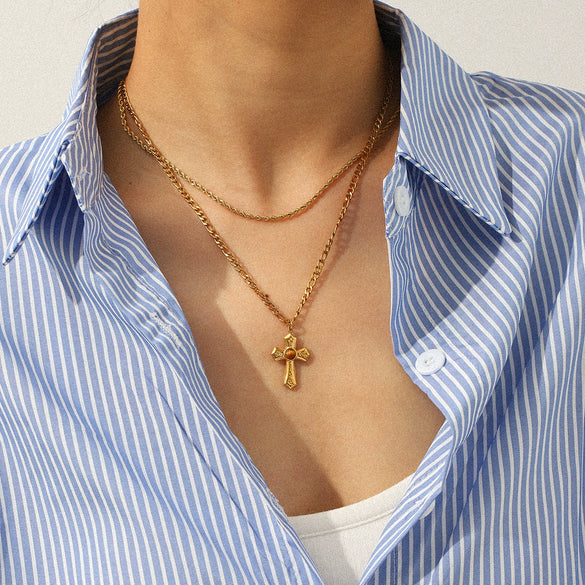 Wholesale Women's Geometric Stainless Steel Necklace With Vacuum Plating In Furnace