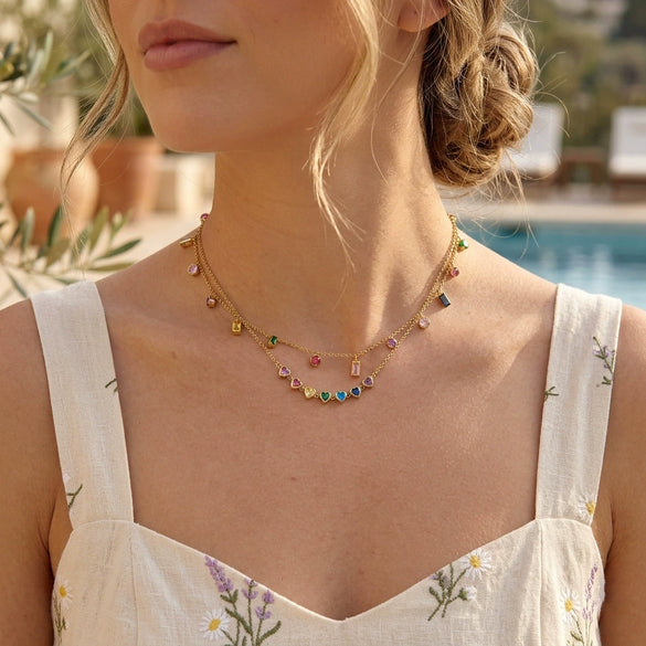 Wholesale Women's Geometric Stainless Steel Necklace With Vacuum Real Gold Plating In Pvd Furnace