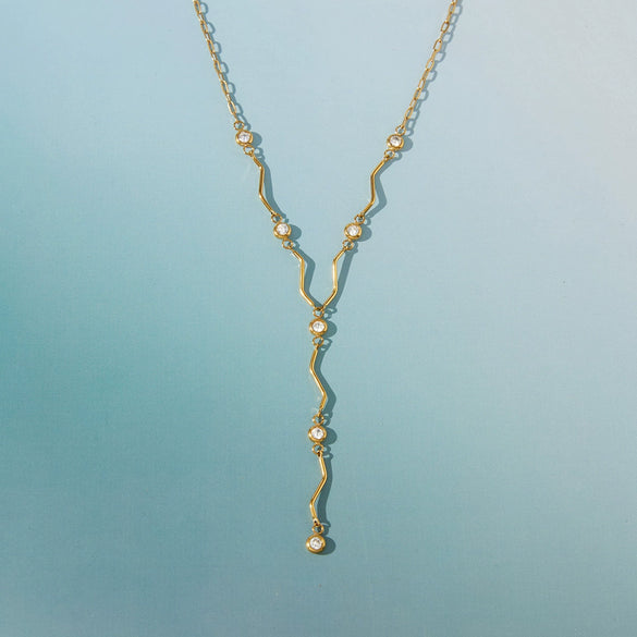 Wholesale Women's Geometric Stainless Steel Necklace With Vacuum Real Gold Plating In Pvd Furnace