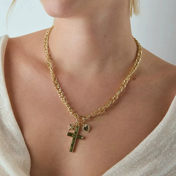 Wholesale Women's Geometric Stainless Steel Necklace With Vacuum Real Gold Plating In Pvd Furnace