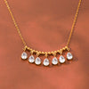 Wholesale Women's Geometric Stainless Steel Necklace With Water Drop Zircon Pendant Real Gold Plated In The Furnace