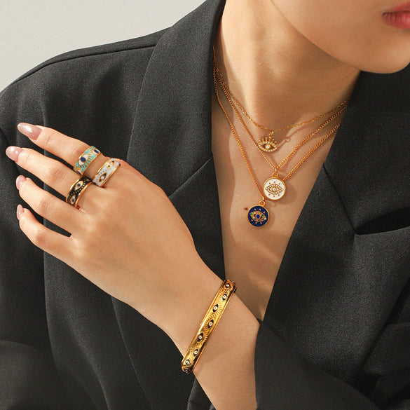 Wholesale Women's Geometric Stainless Steel Necklaces With Pvd Furnace Vacuum Real Gold Plating