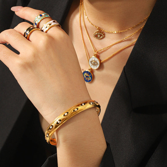Wholesale Women's Geometric Stainless Steel Necklaces With Pvd Furnace Vacuum Real Gold Plating