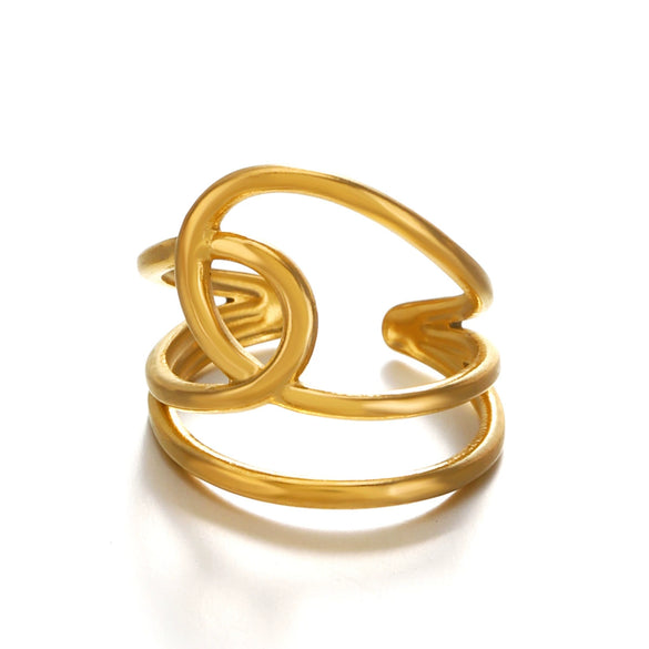 Wholesale Women's Geometric Stainless Steel Open Ring 18K Gold Plated