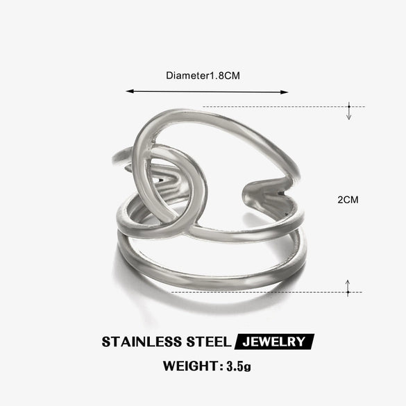 Wholesale Women's Geometric Stainless Steel Open Ring 18K Gold Plated