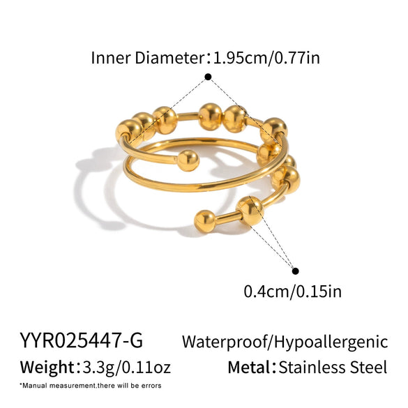 Wholesale Women's Geometric Stainless Steel Open Ring With Pvd Furnace Vacuum Real Gold Plating