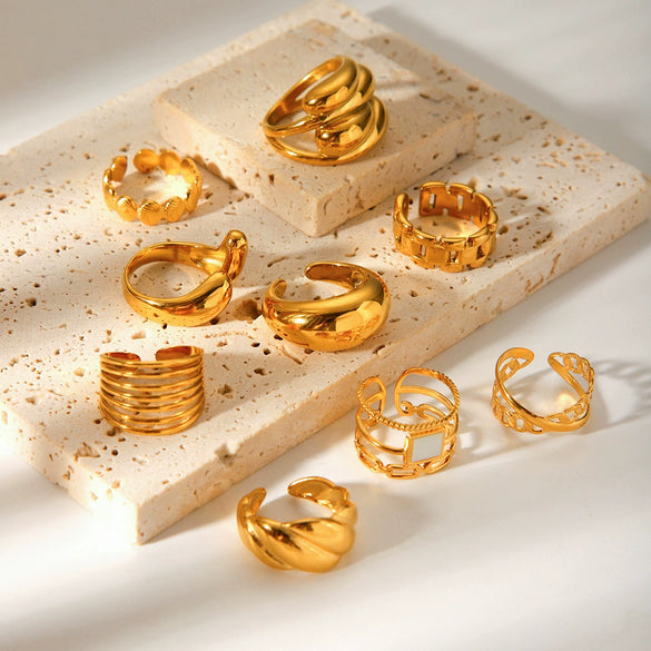 Wholesale Women's Geometric Stainless Steel Open Rings
