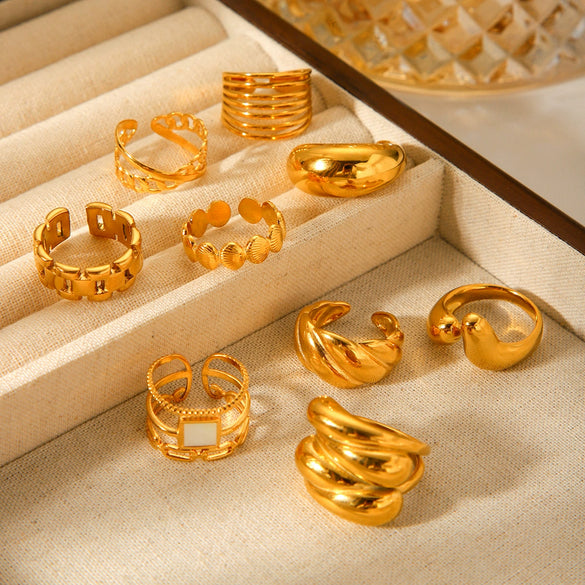 Wholesale Women's Geometric Stainless Steel Open Rings