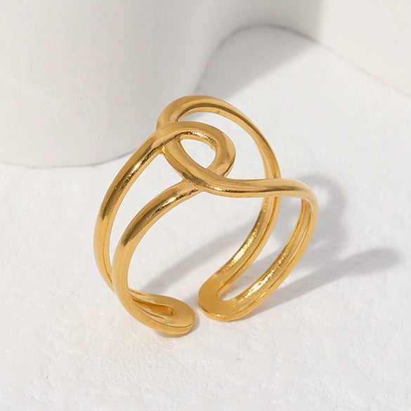 Wholesale Women's Geometric Stainless Steel Opening Ring With Electroplating Treatment