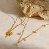 Wholesale Women's Geometric Stainless Steel Oshaped Chain Necklace With Coconut Tree Pendant Vacuum Real Gold Plated
