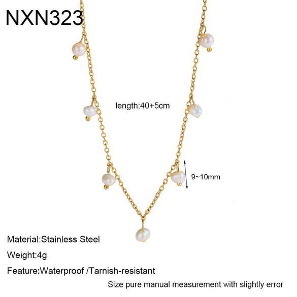 Wholesale Women's Geometric Stainless Steel Oshaped Chain Necklace With Coconut Tree Pendant Vacuum Real Gold Plated