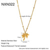 Wholesale Women's Geometric Stainless Steel Oshaped Chain Necklace With Coconut Tree Pendant Vacuum Real Gold Plated