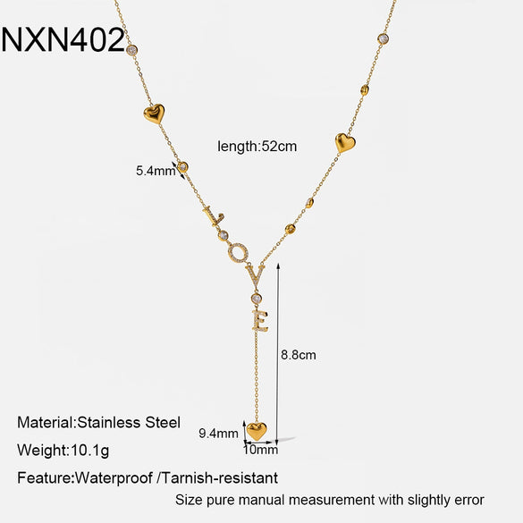 Wholesale Women's Geometric Stainless Steel Oshaped Chain Necklace With Pvd Furnace Vacuum Real Gold Plating And Diamondencrusted Love Heart Pendant