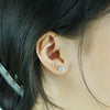 Wholesale Women's Geometric 316L Stainless Steel Pearl And Diamond Earrings With Electroplating