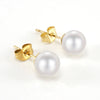 Wholesale Women's Geometric 316L Stainless Steel Pearl And Diamond Earrings With Electroplating