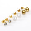 Wholesale Women's Geometric 316L Stainless Steel Pearl And Diamond Earrings With Electroplating